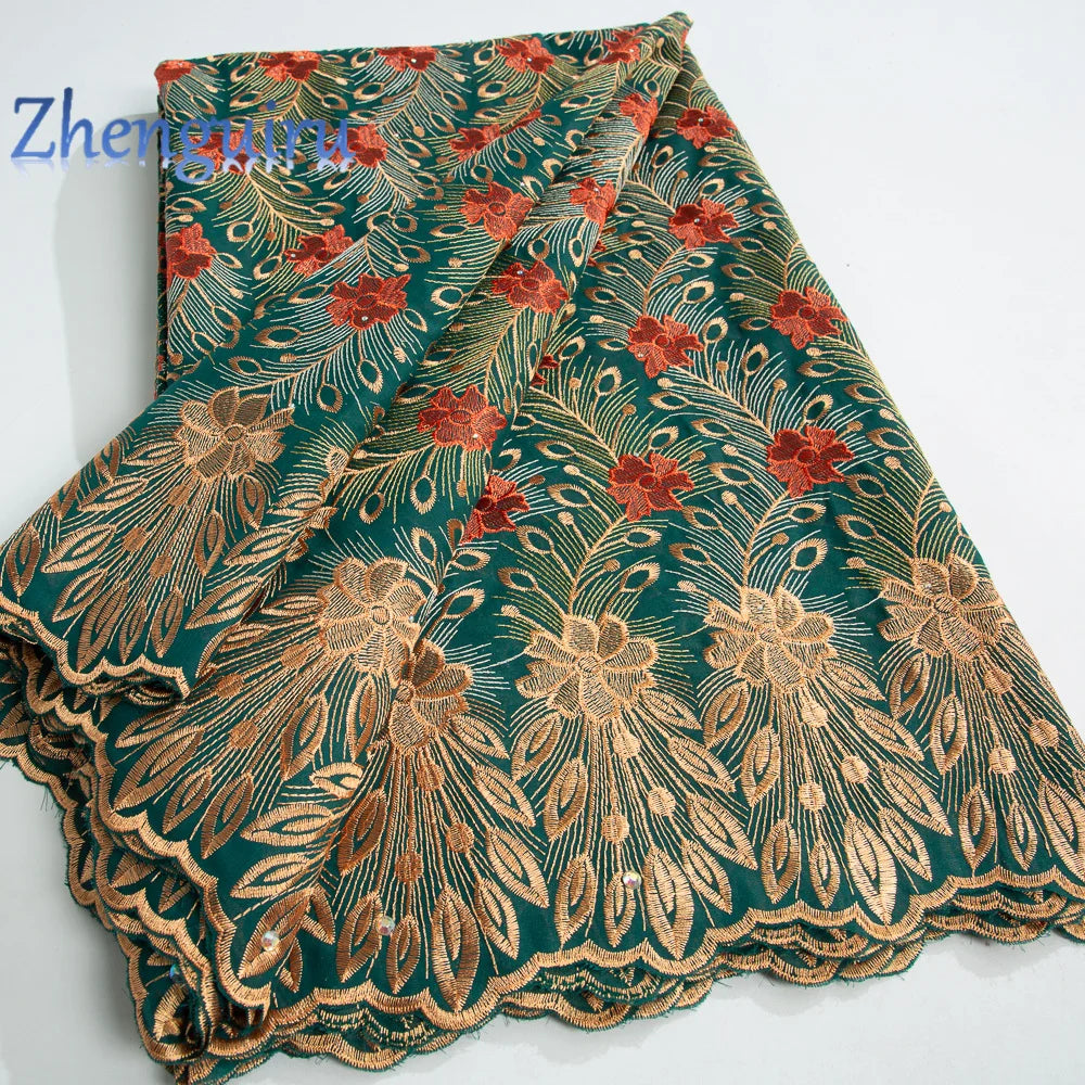African Lace Fabric 2025 Swiss Voile Cotton Lace Elegant Nigerian Embroidered Cotton Lace Fabric 5 Yards for Women Sew A4016