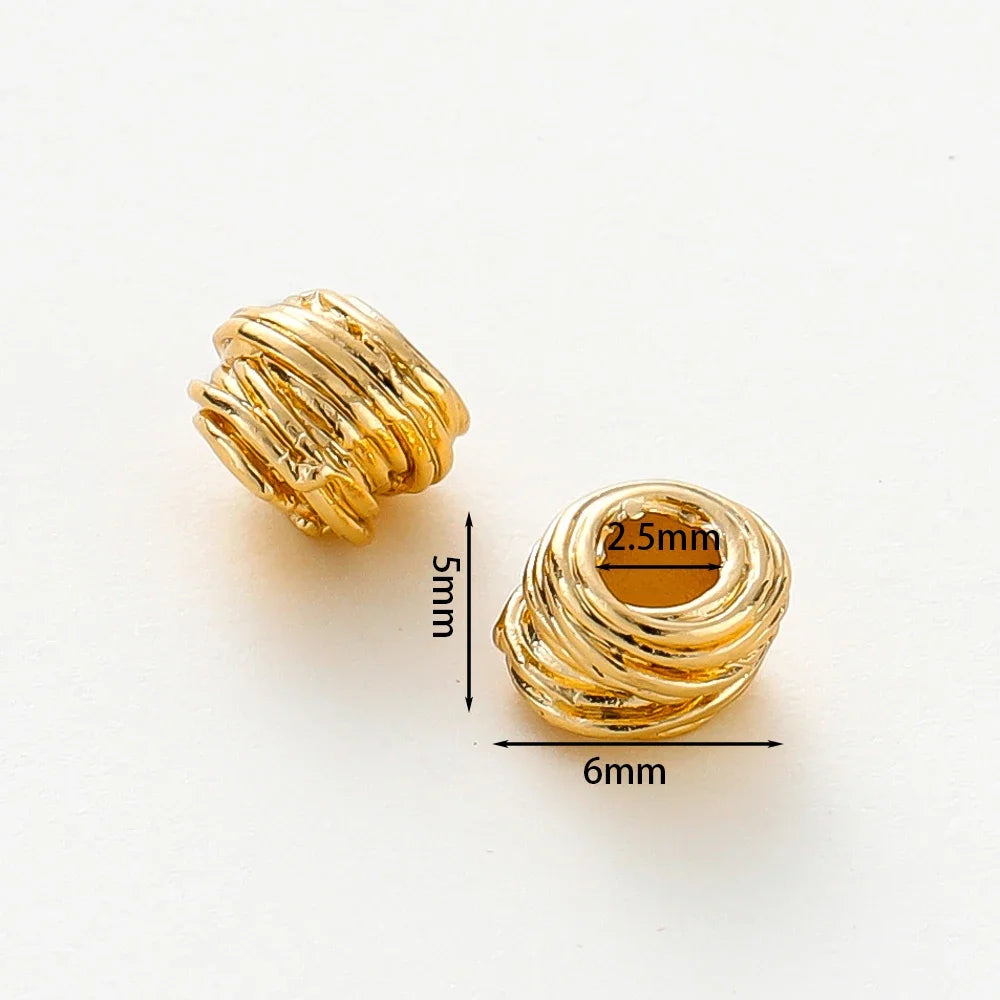 10/30/50Pcs/Pack 14K/18K Gold Plated Brass Weaving Ball Spacer Beads For DIY Bracelet Necklace Jewelry Making Accessories