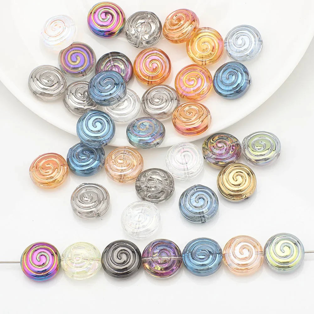 30Pcs 12mm Crystal Glass Round Loose Beads Screw thread Shape for Jewelry DIY Making Bracelet Earring Necklace Garment Decor