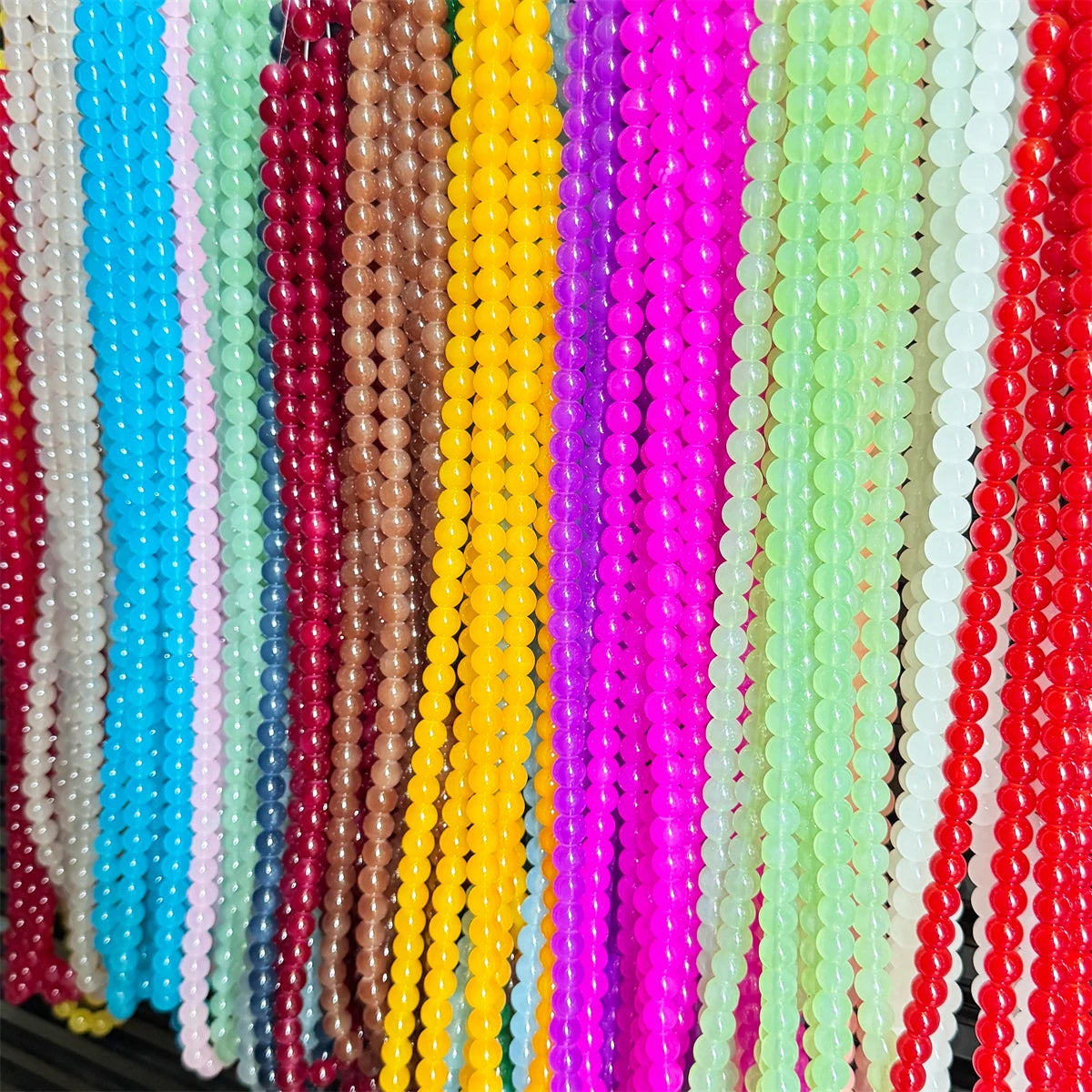 4/6/8/10mm Jelly Painted Glass Imitation Jade Round Beads - DIY Jewelry (Bracelet/Necklace) & Accessories 100/50/20pcs/Pack
