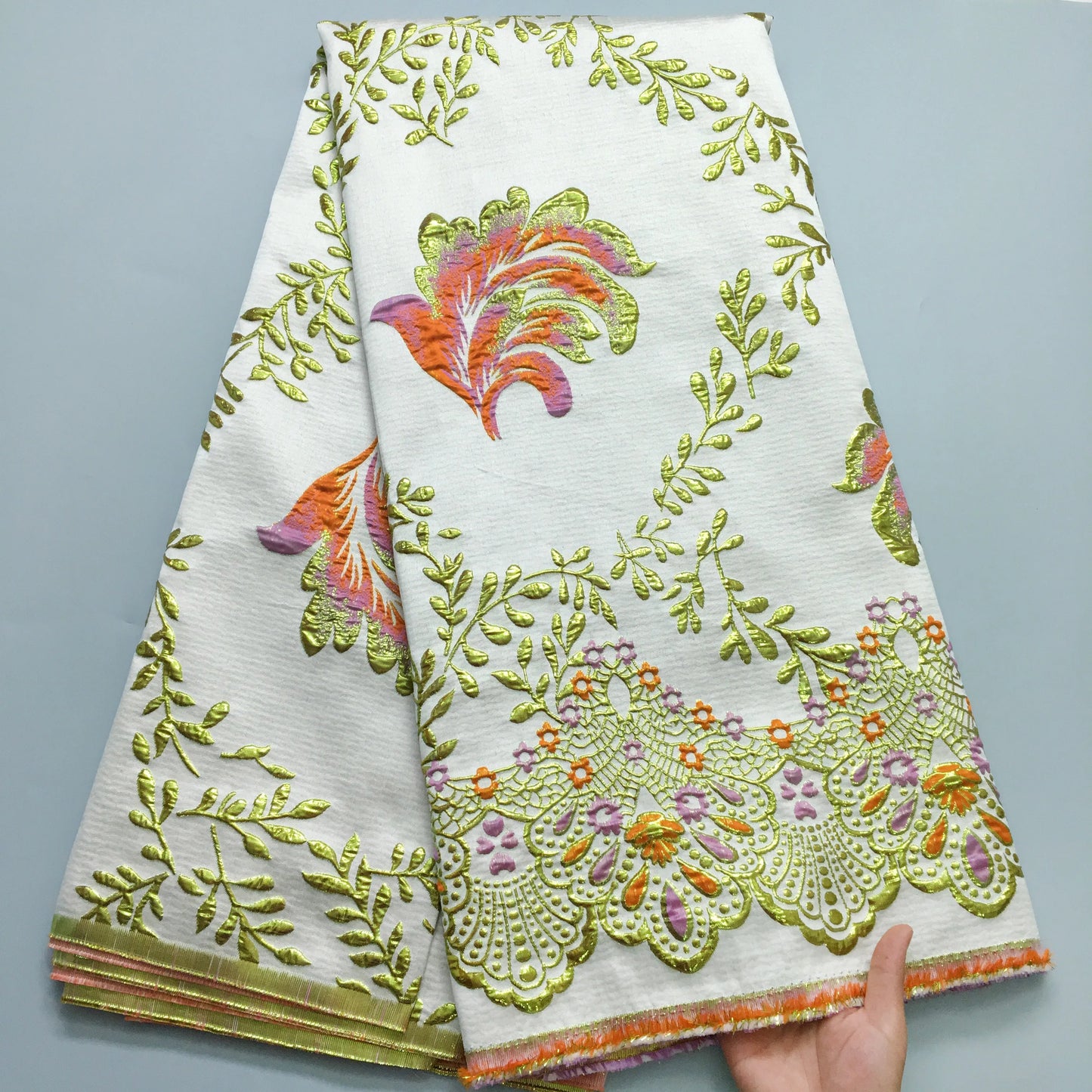 SJD LACA African Brocade Lace Fabrics 2025 High Quality Tulle Damask Nigerian Jacquard French Lace For Sewing Women Dresses 2485