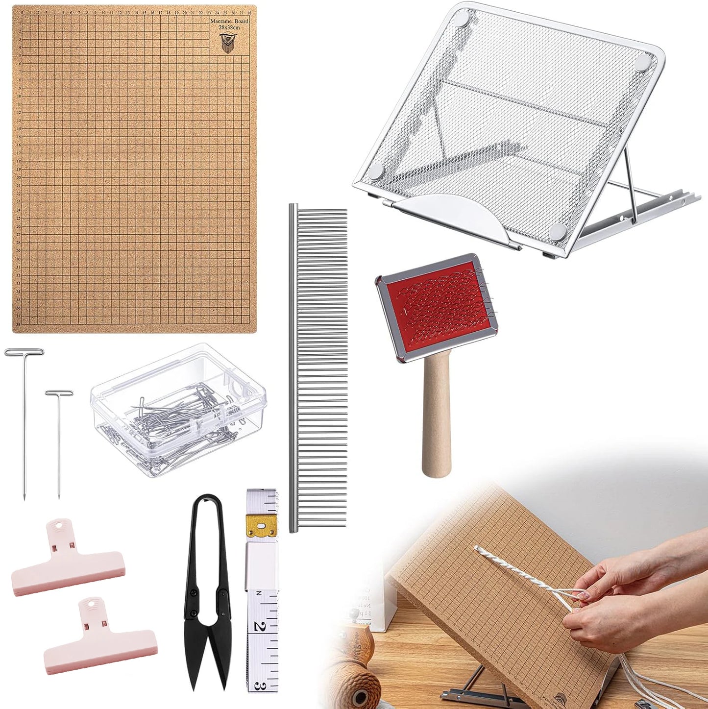 Macrame Board Stand Kit Adjustable Macrame Tools Tassel Board Set Braiding Craft Auxiliary Board For Securing DIY knitting