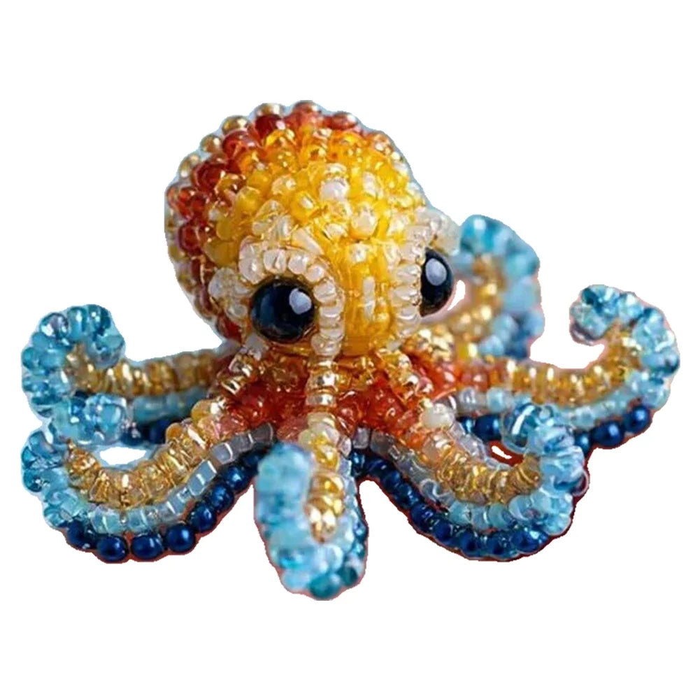Ocean Beadwork DIY Kit Material Package Ocean-Themed Bead Embroider Suit Wear Resist Cute Ocean Animals Embroidery for Beginners