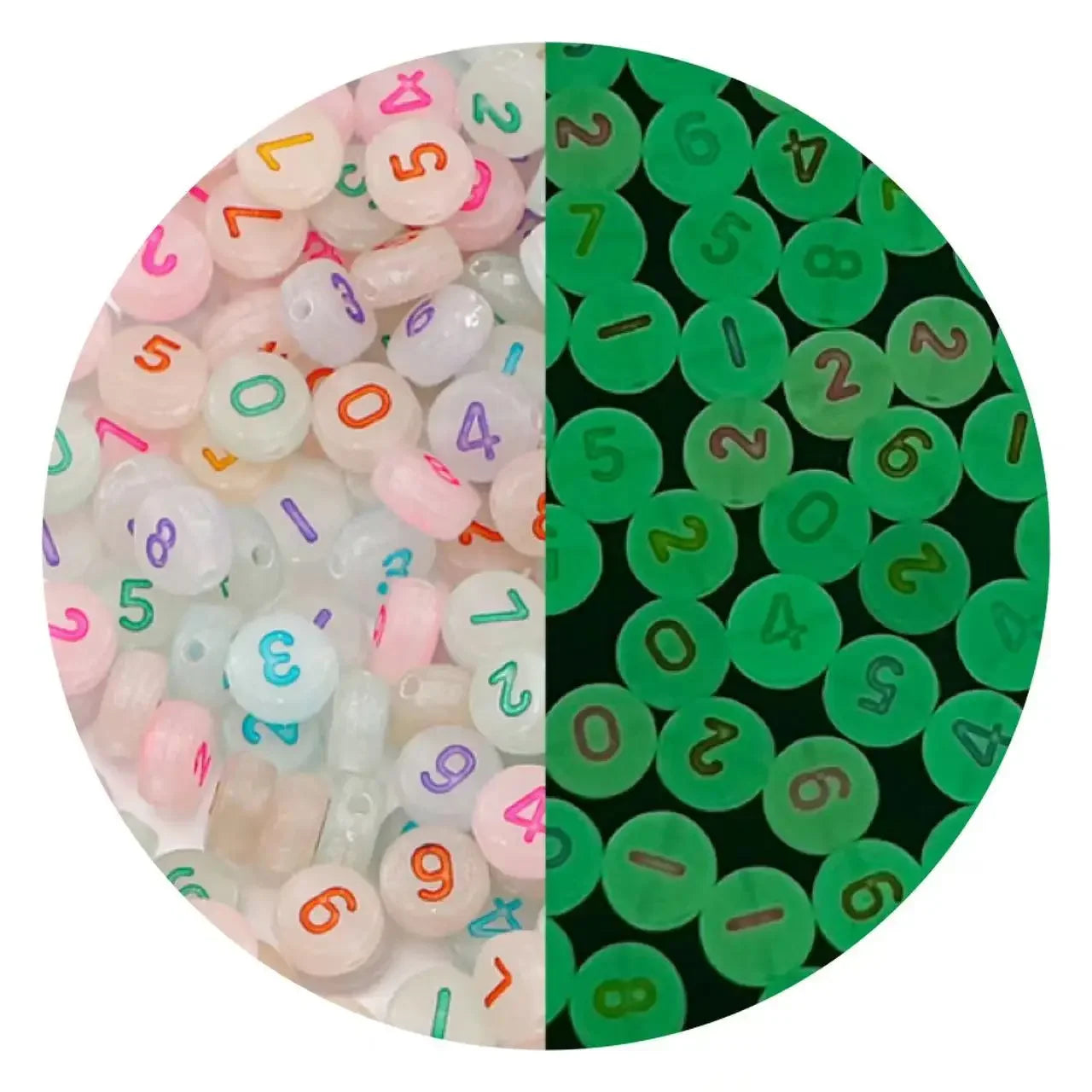 100/200/300/500pcs Acrylic Luminous Beads Round Heart Flower Square Alphabet Beads For Jewelry Making Diy Bracelet Accessorie