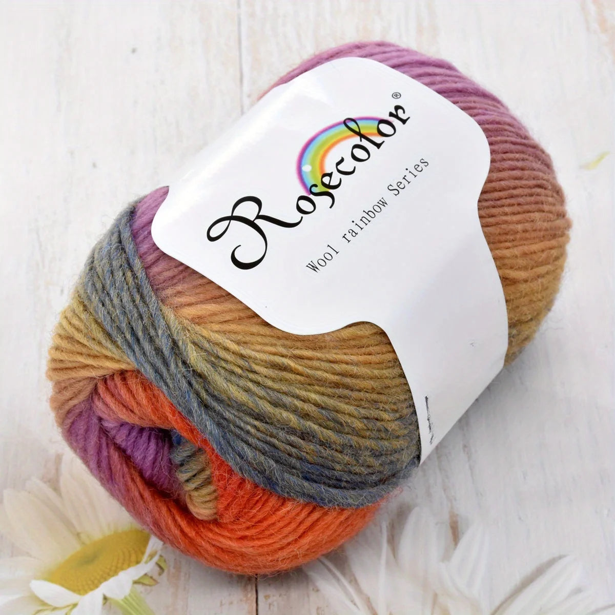 6pcs 100% Wool Yarn Rainbow Crochet Yarn Knitting Crocheting Scarf Hand-Woven Knitted Soft Cashmere Woolen Yarn for 1.76oz/pc