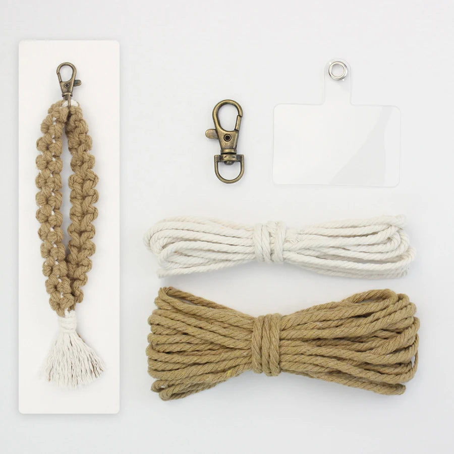 Handmade Woven Solid Flowe keychain Macrame Kit With Tutorial For Beginners Hand DIY Flowe Key Chain Phone Lanyard Pendant Craft