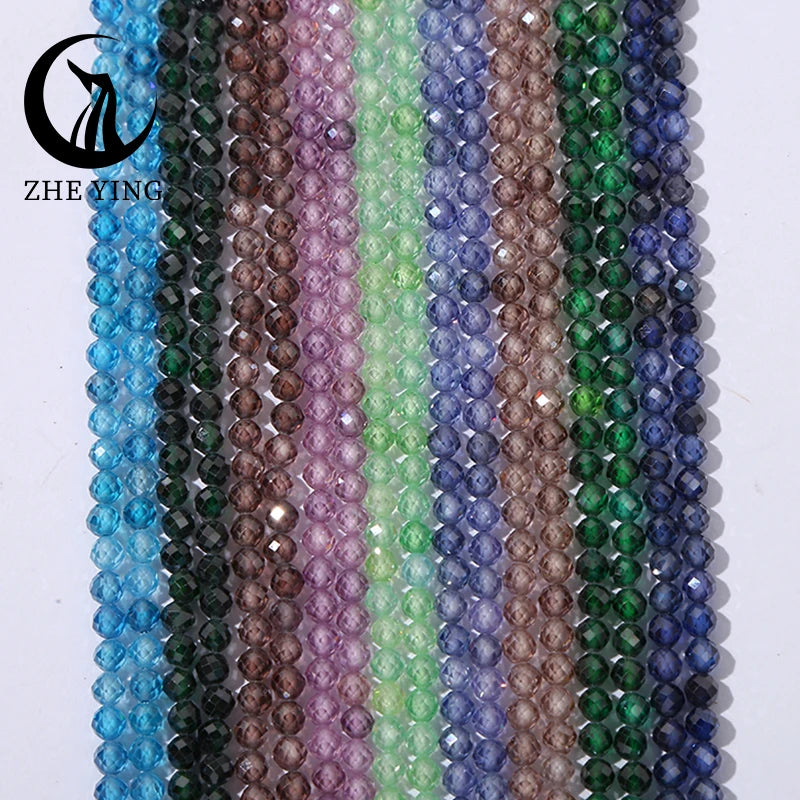 2x3mm Faceted Zircon Beads Loose Beads Gemstone Mix Color Cubic Zirconia Stone Beads for Jewelry Making DIY Accessory