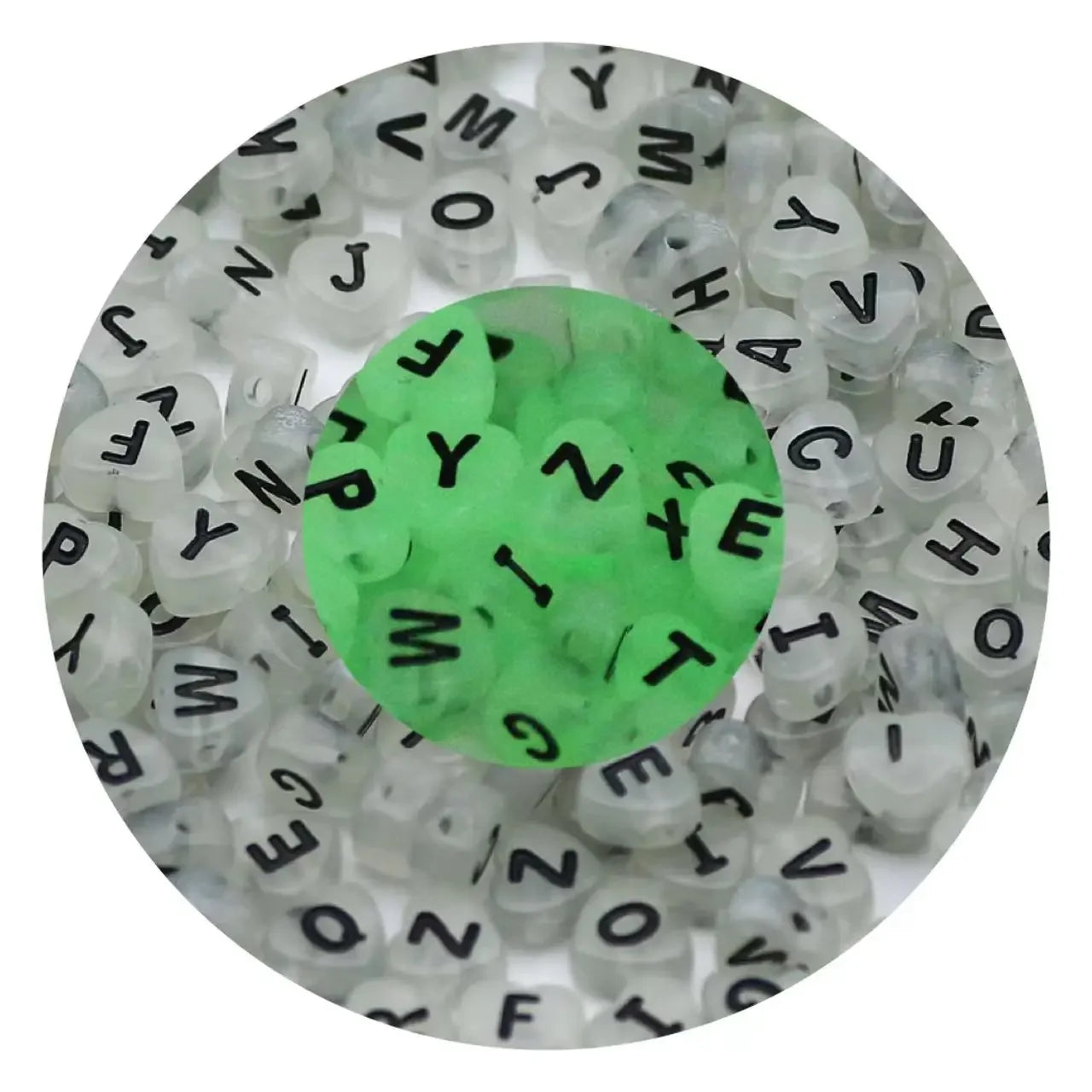 100/200/300/500pcs Acrylic Luminous Beads Round Heart Flower Square Alphabet Beads For Jewelry Making Diy Bracelet Accessorie