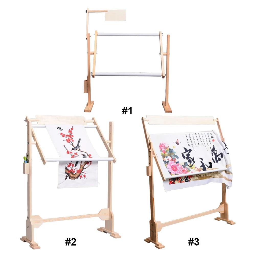 Adjustable Height Wooden Embroidery Rack Stand Cross Stitch Embroidery Frame Cross Stitch Stand for Stitching Sewing Craft