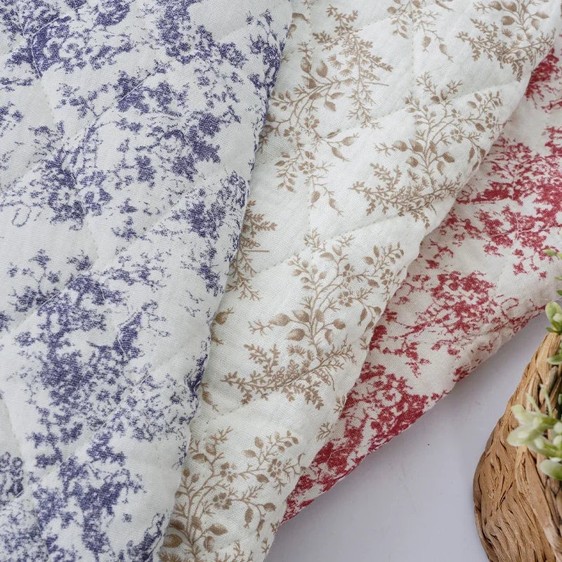 0.5m/1m/2m Pure Cotton Double-layer Crepe Thickened Quilted Cotton Fabric for Winter Coat Children's Clothing DIY Sewing Fabrics