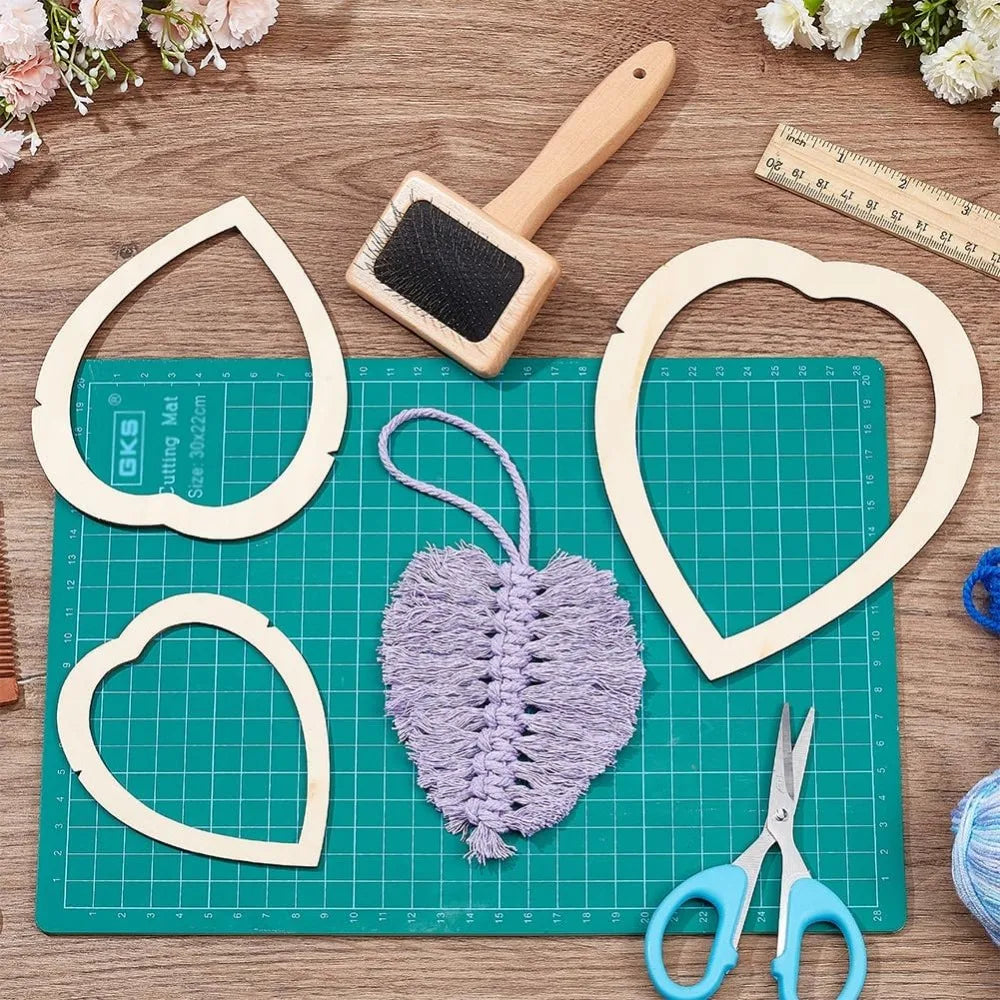 4Pcs Macrame Supplies Set Wooden Macrame Leaf Template Macrame Cutting Moulds and Comb for Making Macrame Feather making kit