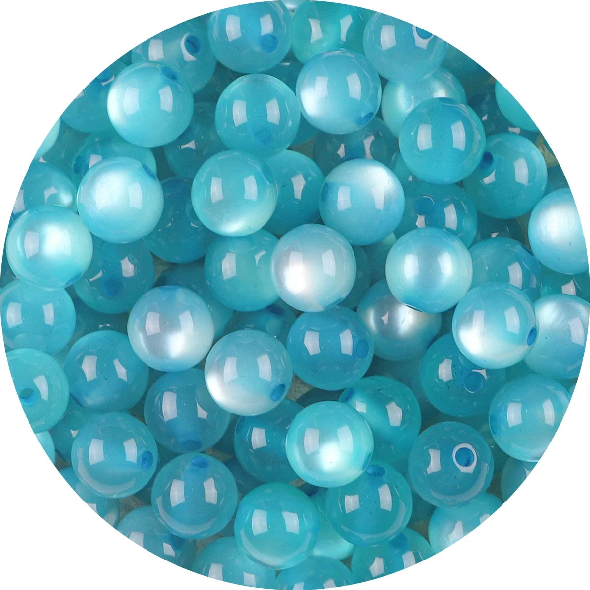 100pcs pack Resin Imitation Cat Eye Round Beads ColorfulStraight Hole Loose Beads Handmade Diy Beaded Earrings AccessoriesBracel