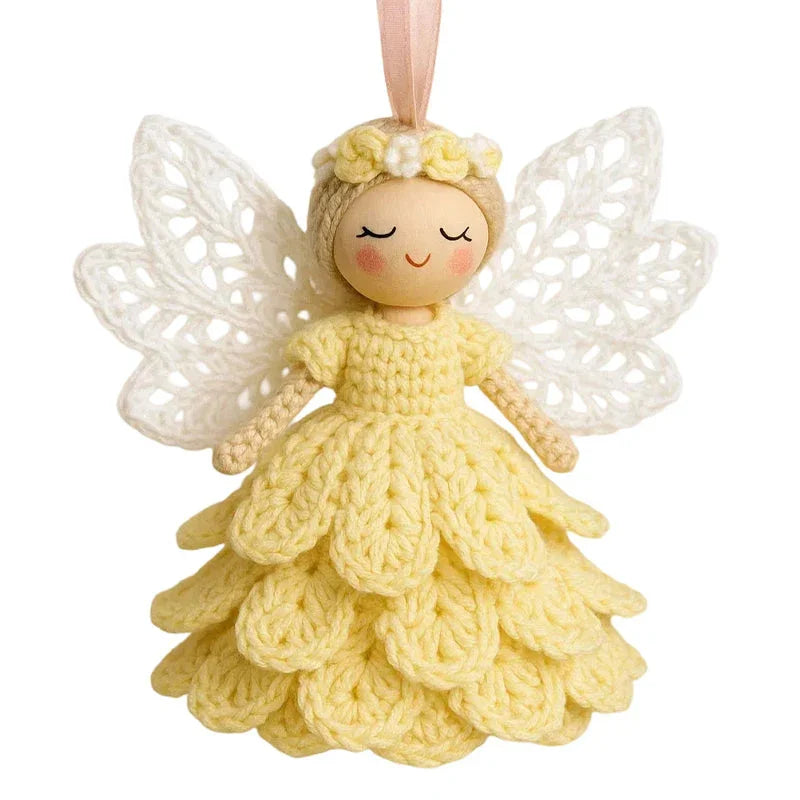 DIY Crochet Angel Ornament Handmade Yarn Craft Set Handwoven Material Kit Christmas Tree Decor Kit for Beginners Professionals