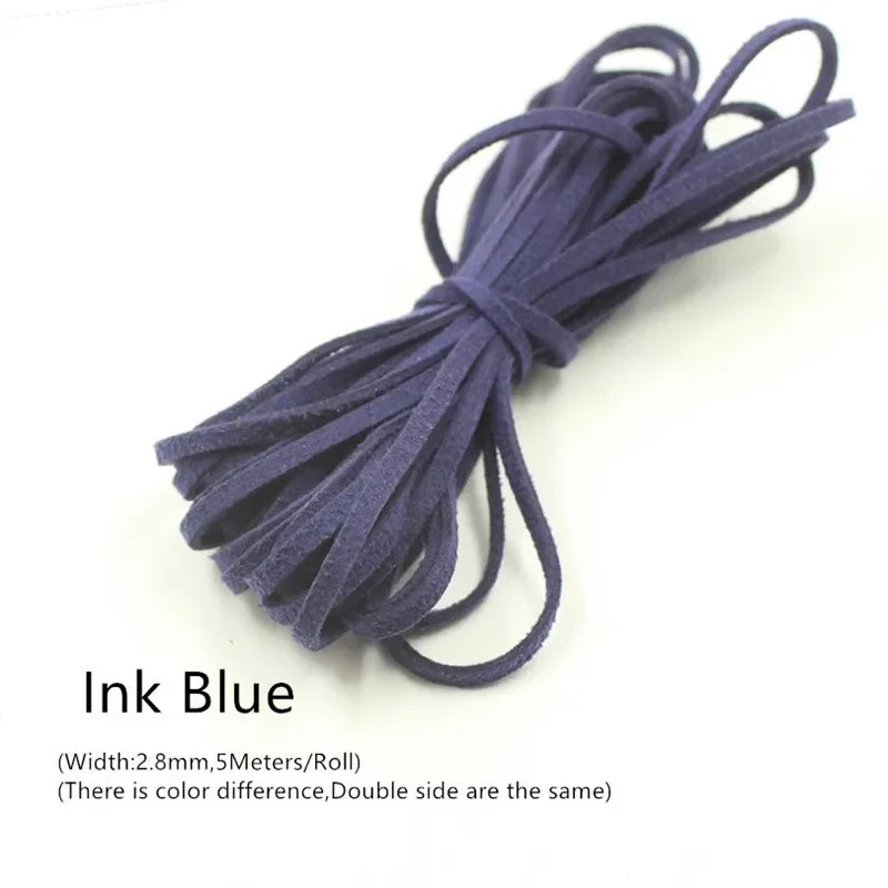 3MM 5M Micro-Fiber Flat Leather Lace Beading Thread Faux Suede Cord String Velvet Beading Supplies