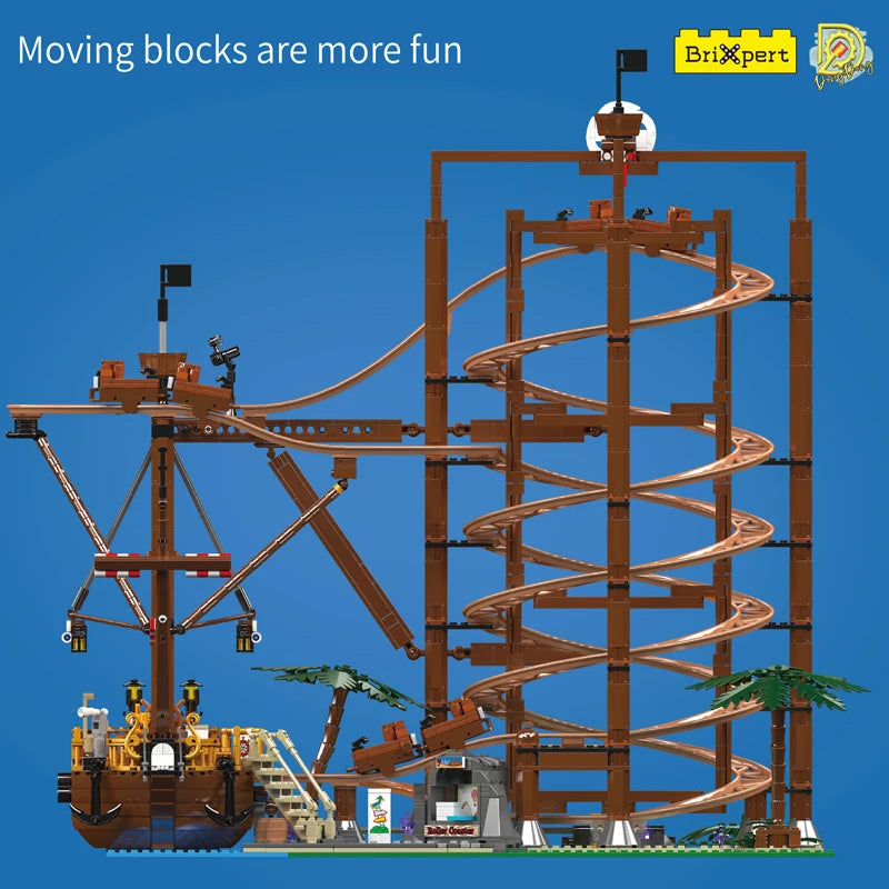 Mould King 11013 Roller Coaster Toys The Motorized Double Helix Roller Coaster Building Block Brick Set Kids Christmas Gift