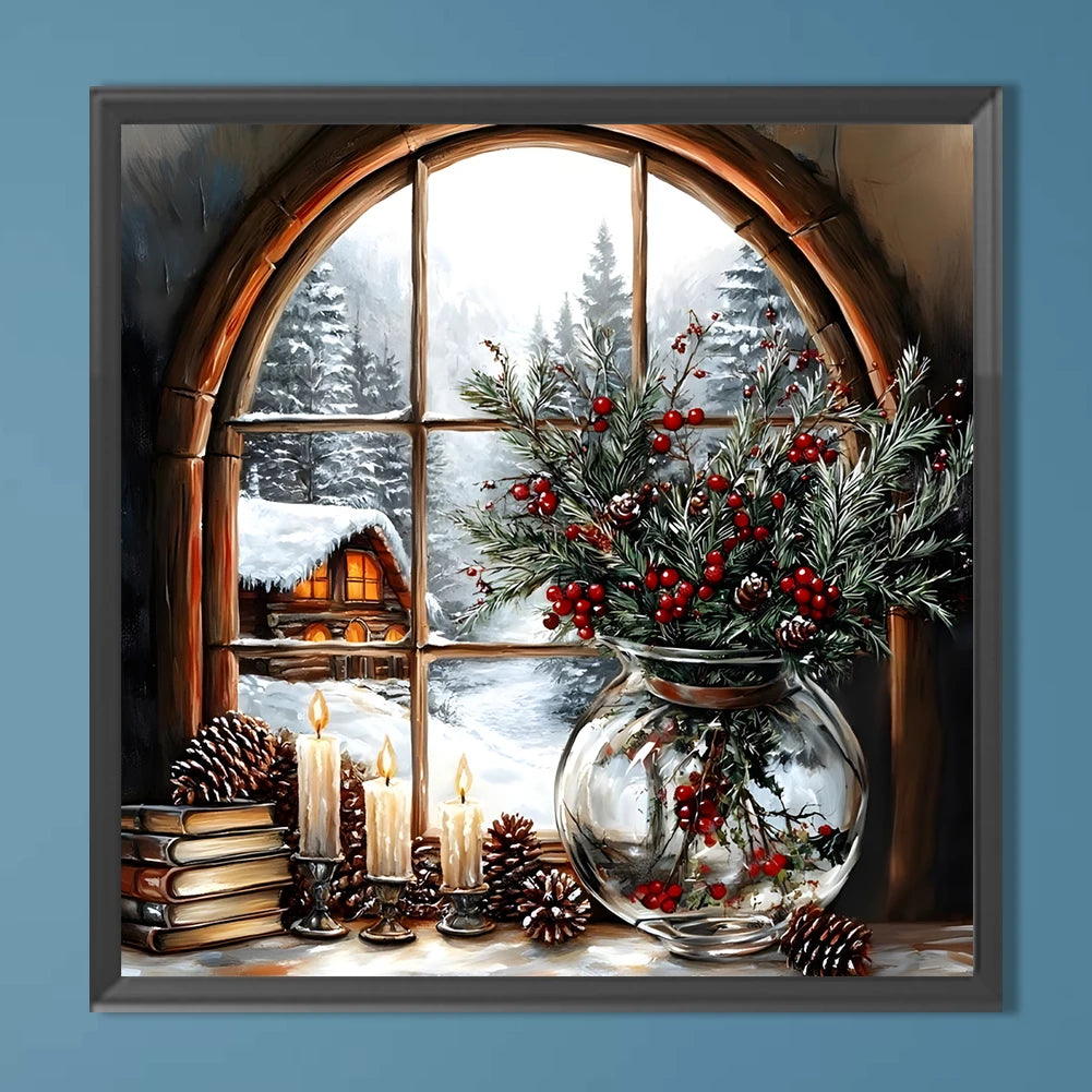 Diamond Painting DIY Rhinestone Xmas Snow View Kit Picture 5D Full Round Drill Mosaic Embroidery Wall Decor Unique Gift No Frame