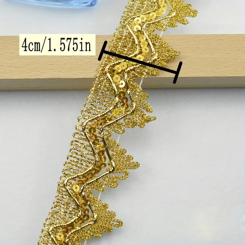 4m/13.12ft each pack Golden lace trims big wide sewing hat curtain dress accessory DIY handmake craft ribbons fabric decoration