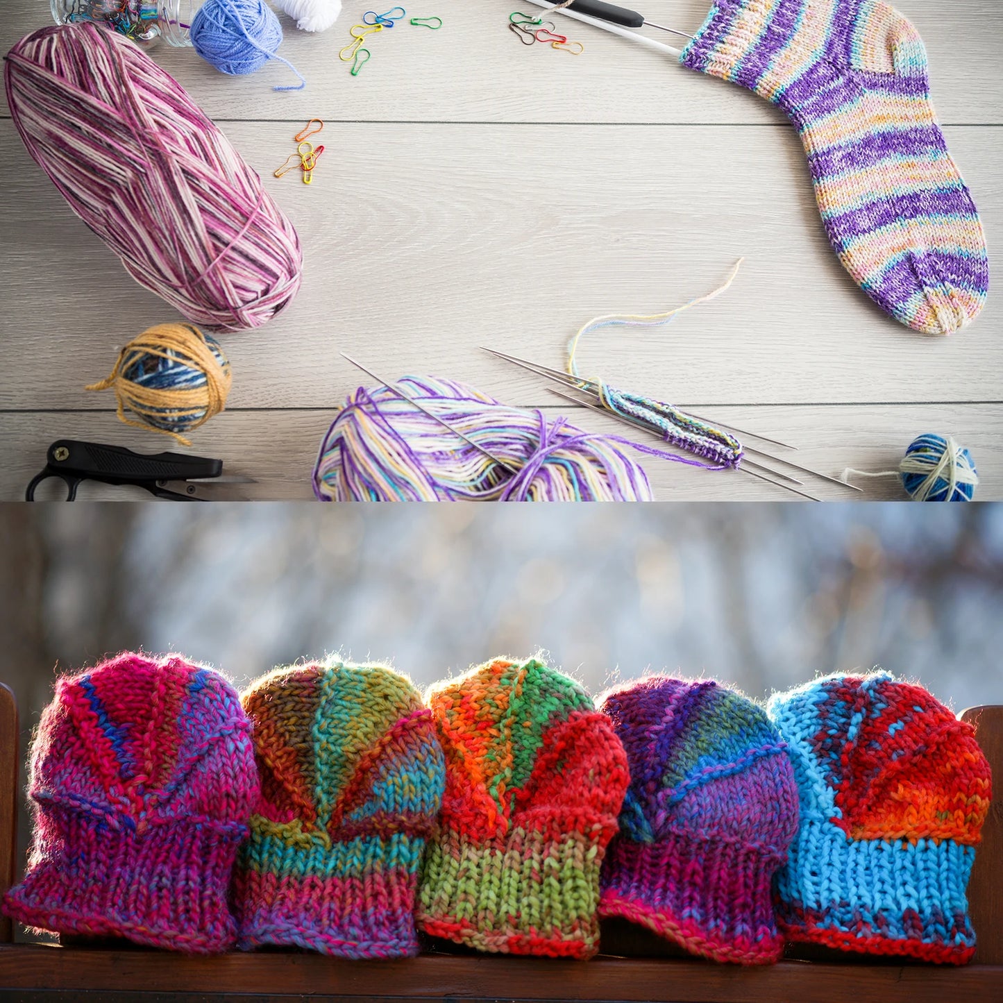 Cotton Blend Yarn, 5 Pack of 50g/1.76oz Soft Crochet Craft Yarns for Knitting and Crocheting Craft Projects, Blue-Yellow