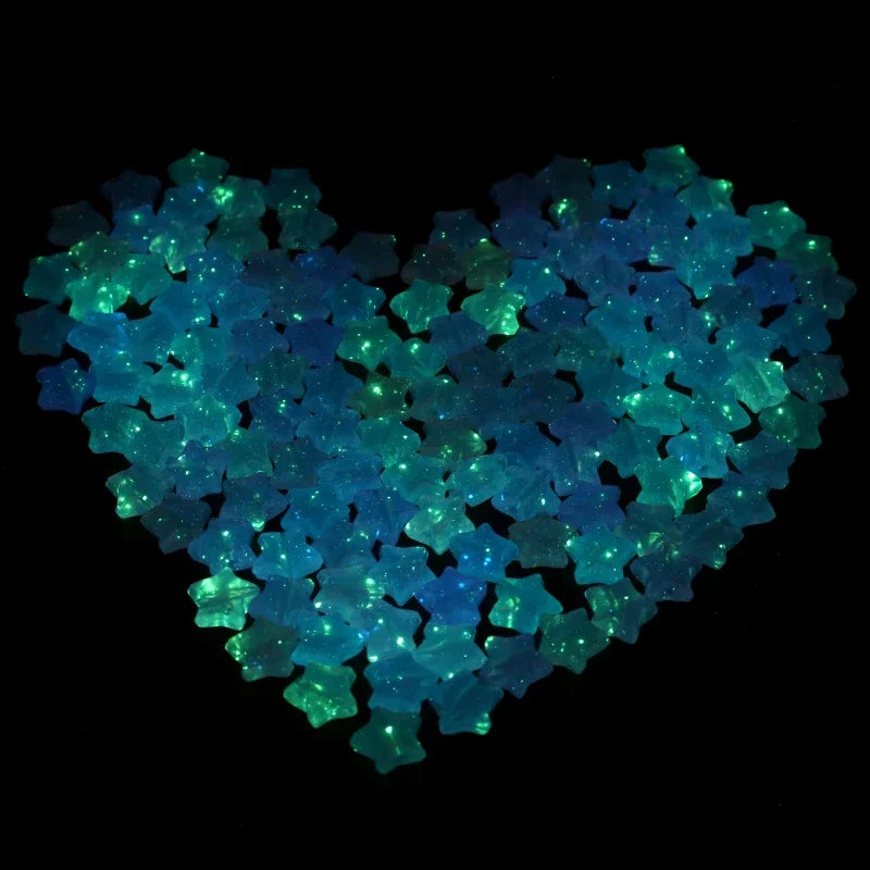 30Pcs Luminous Acrylic Beads 15mm Pentagram Loose Beads For Glow In The Dark Jewelry Making DIY Bracelet Necklace Earring