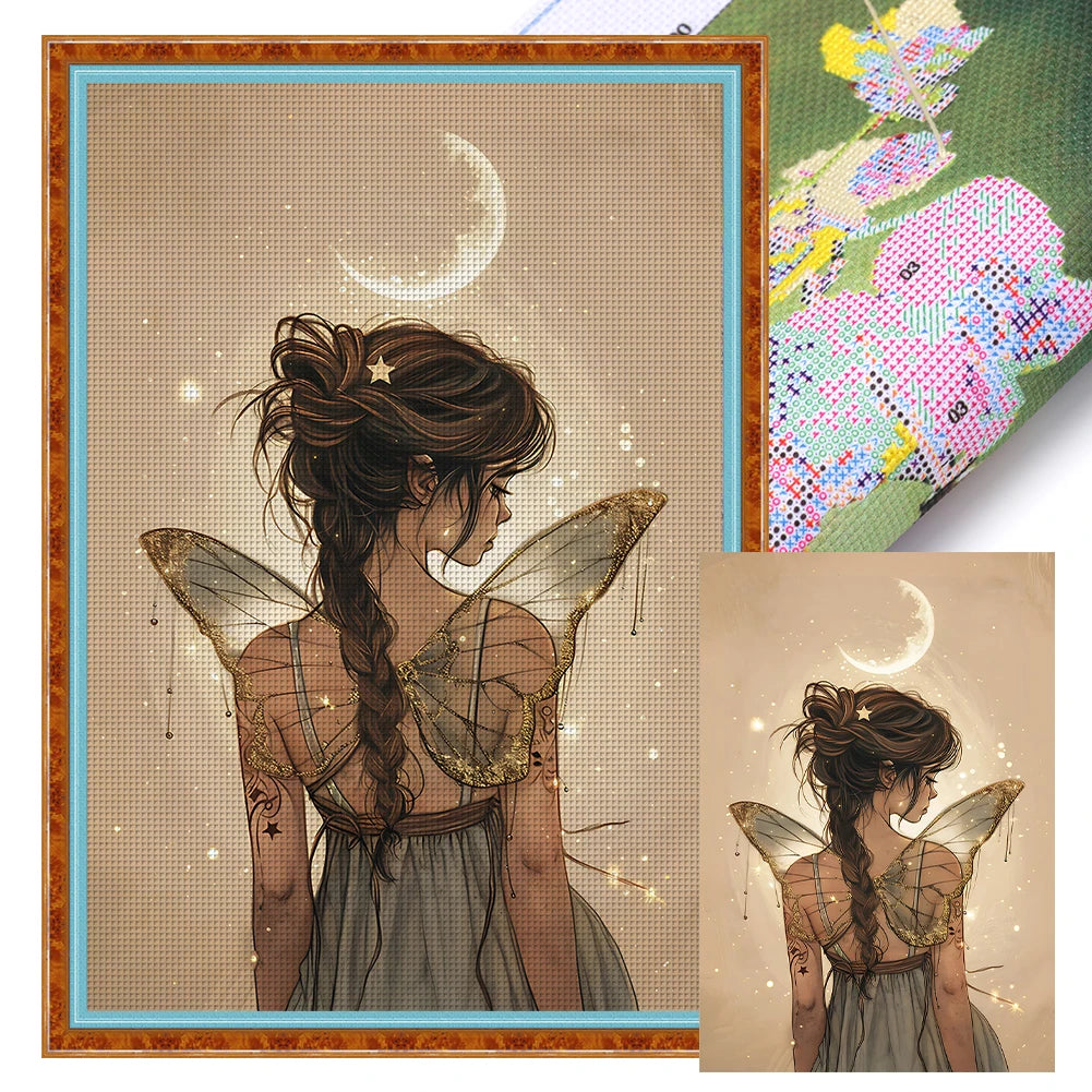 Full Embroidery Eco-cotton Thread 11CT Printed Girl Cross Stitch Kit Art