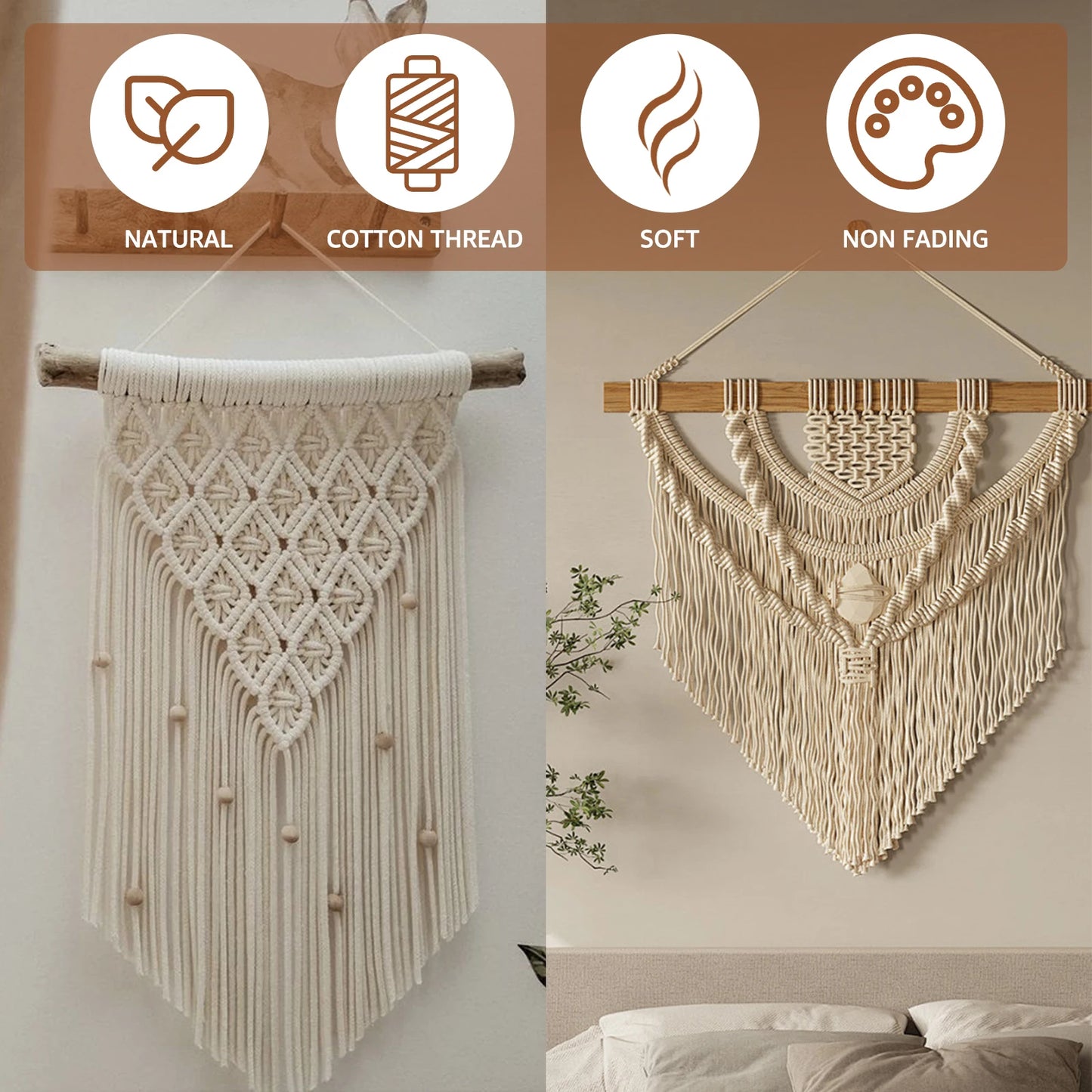 Macrame Kit for Beginners Natural Cotton Rope Macrame Wall Hanging Kit Complete Macrame Making Kit DIY Macrame Supplies