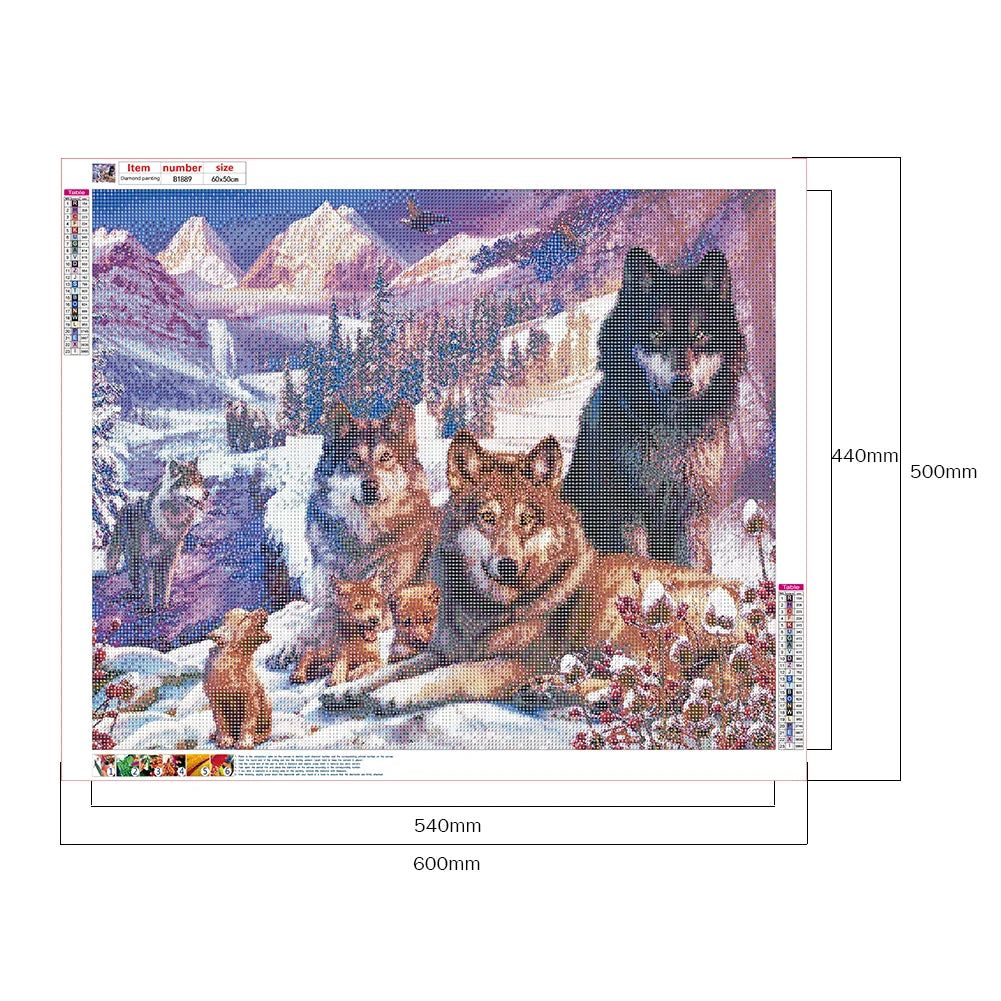 DIY 5D Mosaic Wolf Diamond Picture Full Drill Round Rhinestone Painting Kit Gift