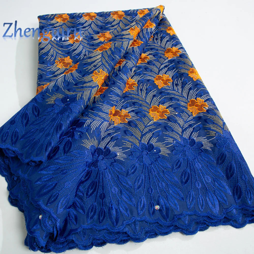 African Lace Fabric 2025 Swiss Voile Cotton Lace Elegant Nigerian Embroidered Cotton Lace Fabric 5 Yards for Women Sew A4016