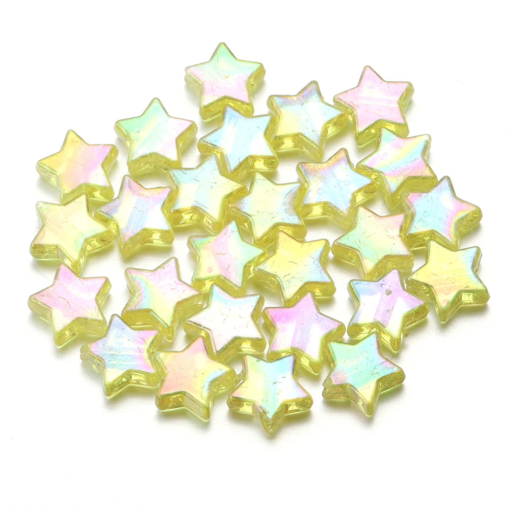 100pcs Acrylic Pentagram Beads AB Plating Loose Spacer Beads Five Pointed Star Beads For Jewelry Making DIY Bracelet Accessories