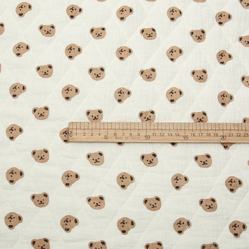 0.5m/2m Thicken Pure Cotton Double-layer Crepe Quilted Cotton Printed Fabric for Sewing Children's Clothing Blankets DIY Fabrics