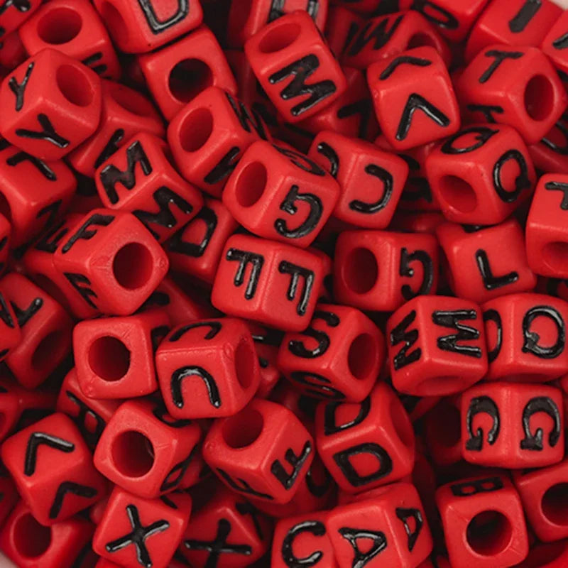 100Pcs/Lot Trendy  Acrylic Square Alphabet Beads Large Hole Letter Loose Spacer Bead Jewelry Handmade Bracelet Making Supplies