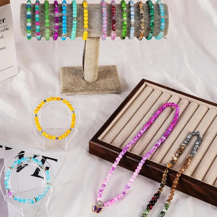 3000pcs 6mm Glass Beads DIY Craft Kit Beads Bracelet Kit DIY Beads Jewelry Kit 72 Color Box Vibrant Beaded Supplies for Jewelry