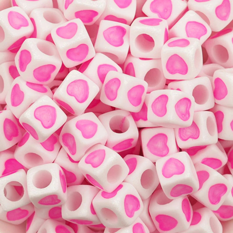 100Pcs/Lot Trendy  Acrylic Square Alphabet Beads Large Hole Letter Loose Spacer Bead Jewelry Handmade Bracelet Making Supplies