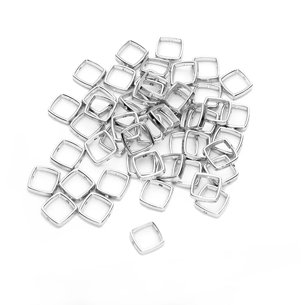 50pcs Silver Heart Hollow White K Loose Spacer Beads for Jewelry Making DIY Small Holes Necklace Bracelets Charms Accessories