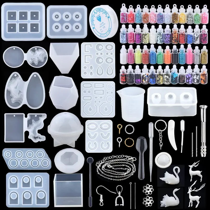 16 Styles Epoxy Casting Molds Set Silicone UV Casting Tools Kits Resin Casting Molds For Jewelry Making DIY Earring Findings