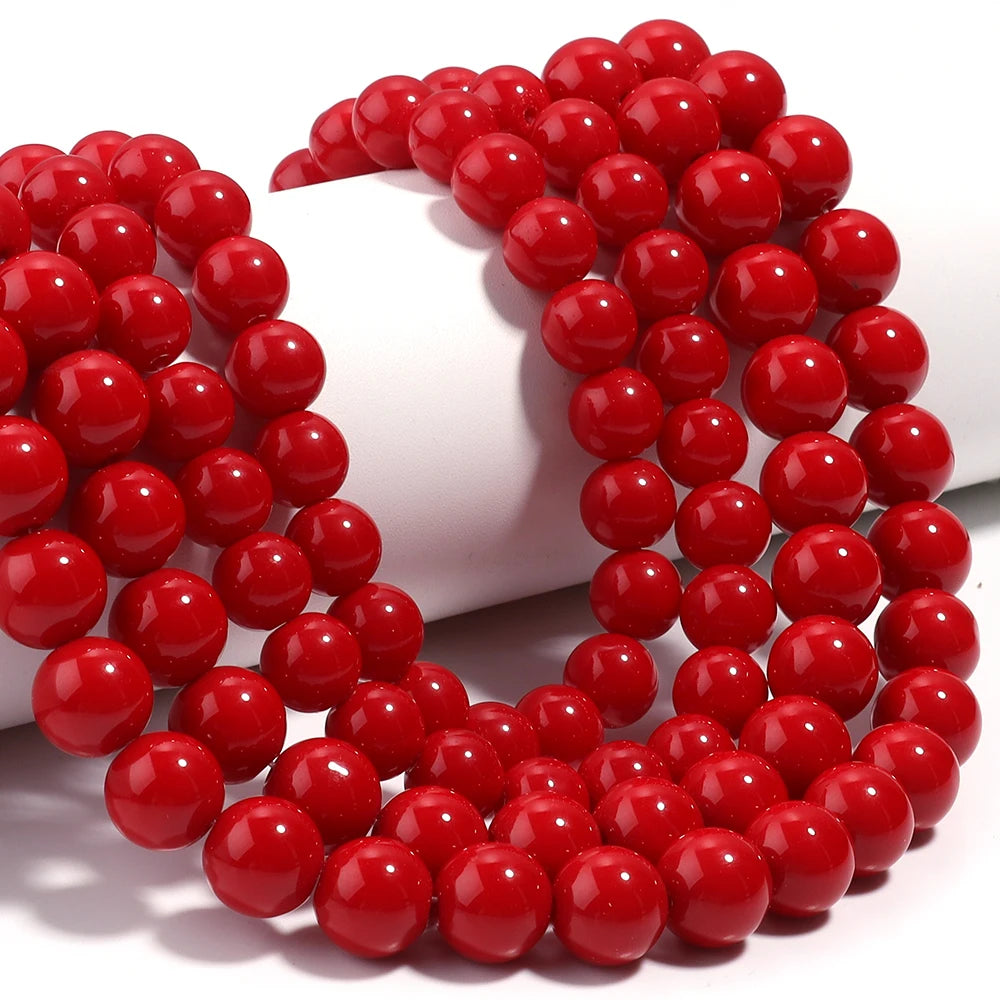 4/6/8/10/12mm Red Coral Jades Stone Beads Round Loose Spacer Beads for Jewelry Making DIY Charms Bracelet Necklace Accessories