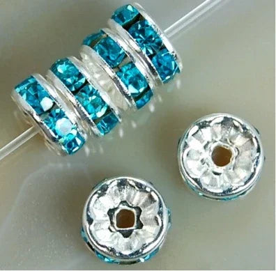 100Pcs 4/6/8/10mm Metal Crystal Beads Rhinestone Rondelle Spacer Beads For Jewelry Making Bracelet  Necklace DIY Accessories