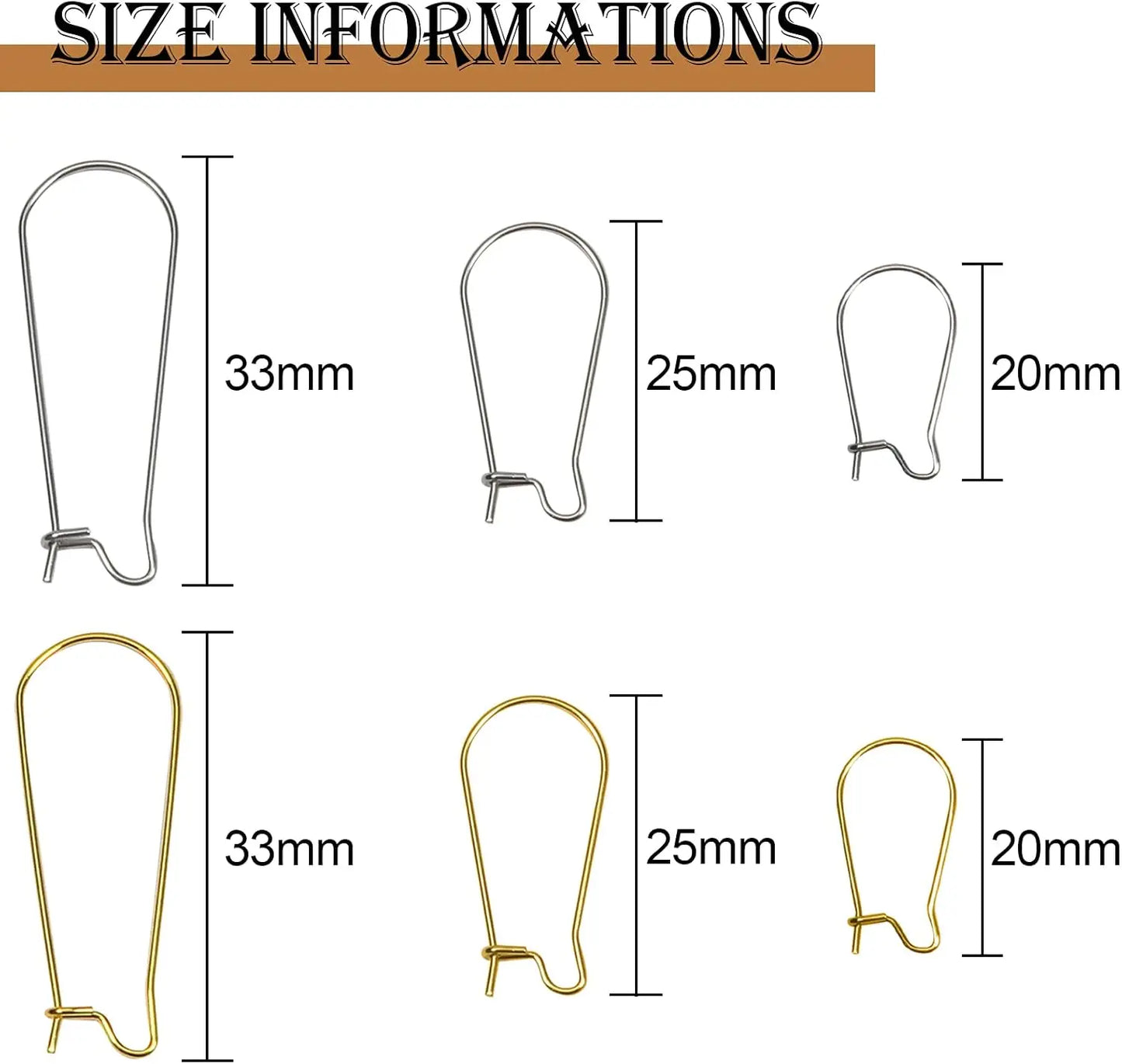 120pcs Earring Hooks Stainless Steel Kidney Ear Wires Interchangeable Dangle Earwire Hooks Gold Silver Mixed Sizes Earring Findi