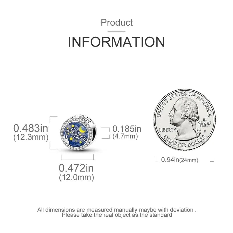 Abalorios de Galaxia Brillantes con Circonita Cúbica (Plata 925) – Diseño de Girasol