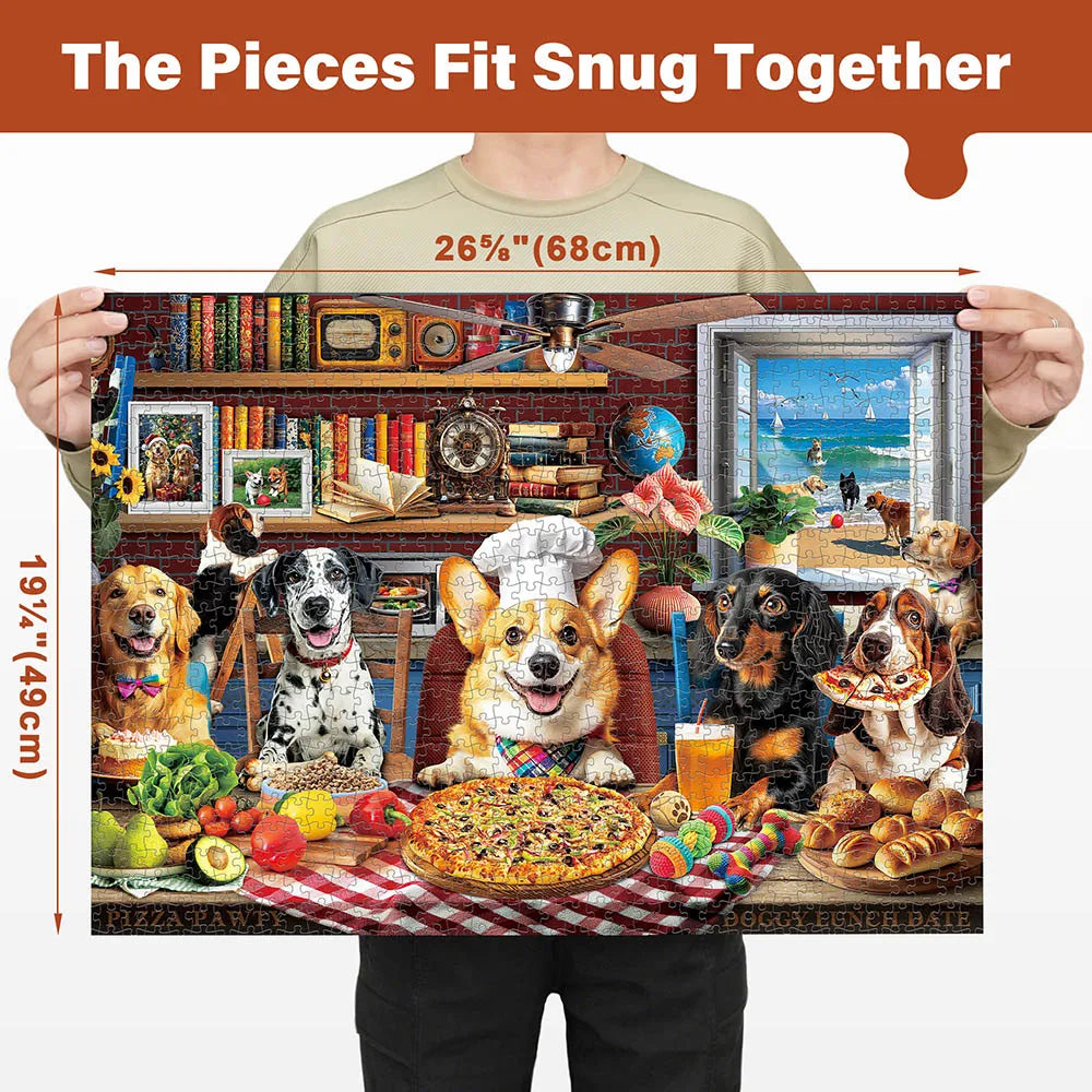 1000 Pieces Jigsaw Puzzles for Adults, Dog Puzzle w/ Letters on Back, Funny Animal Puzzle, Christmas Birthday Gifts, Home Decor