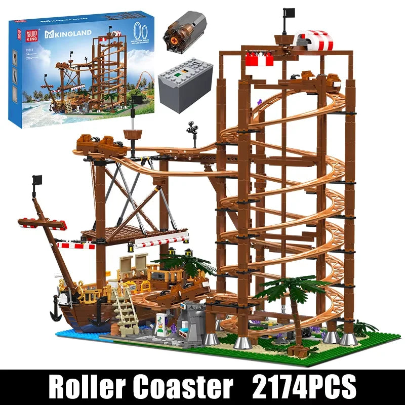 Mould King 11013 Roller Coaster Toys The Motorized Double Helix Roller Coaster Building Block Brick Set Kids Christmas Gift