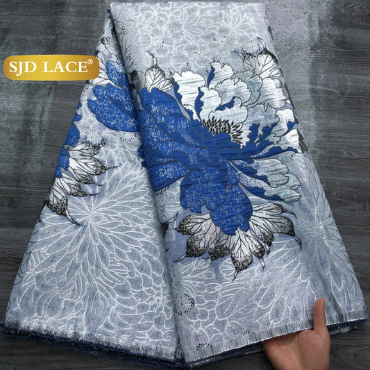 SJD LACA African Brocade Lace Fabrics 2025 High Quality Tulle Damask Nigerian Jacquard French Lace For Sewing Women Dresses 2485