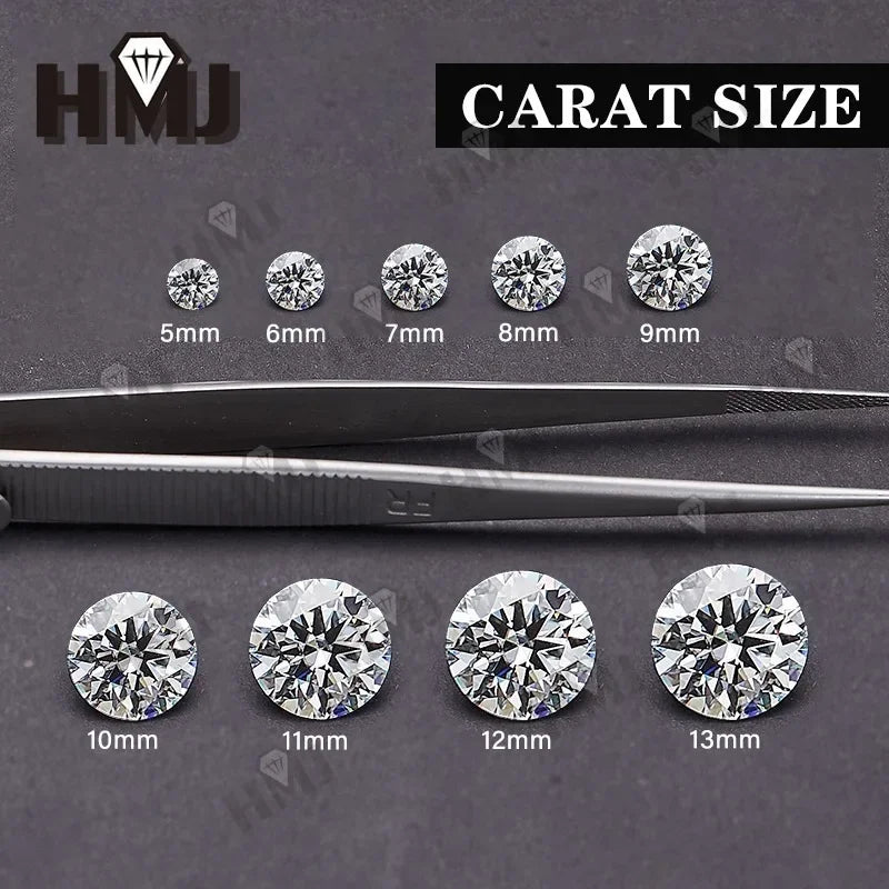 Moissanite Stone Round Shape Brilliant Cut D/Black/Aqua Blue/ Champagne color VVS1 Clarity 0.5-5CT GRA Certificate jewelry Beads