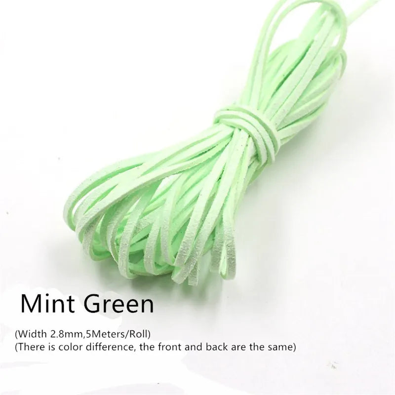 3MM 5M Micro-Fiber Flat Leather Lace Beading Thread Faux Suede Cord String Velvet Beading Supplies