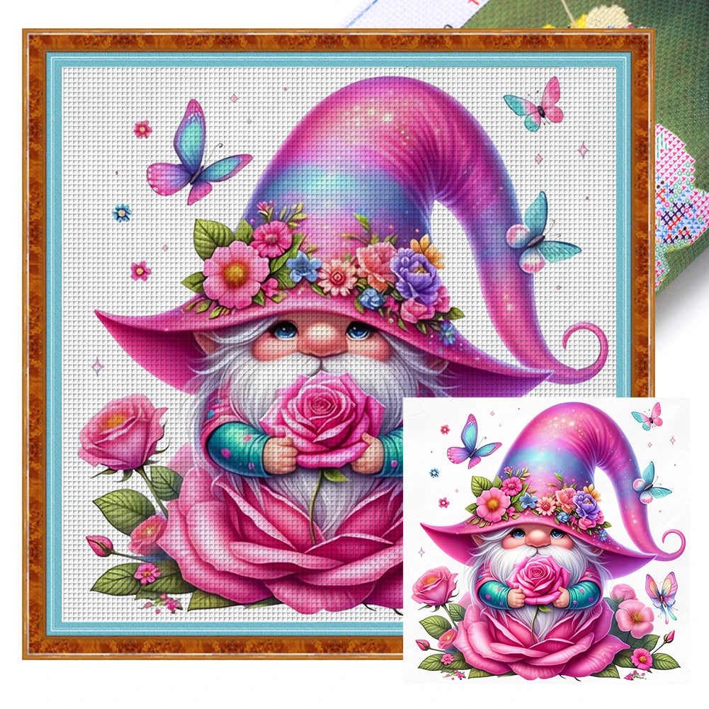 Full Embroidery Eco-cotton Thread 11CT Printed Gnome Cross Stitch Kit Art