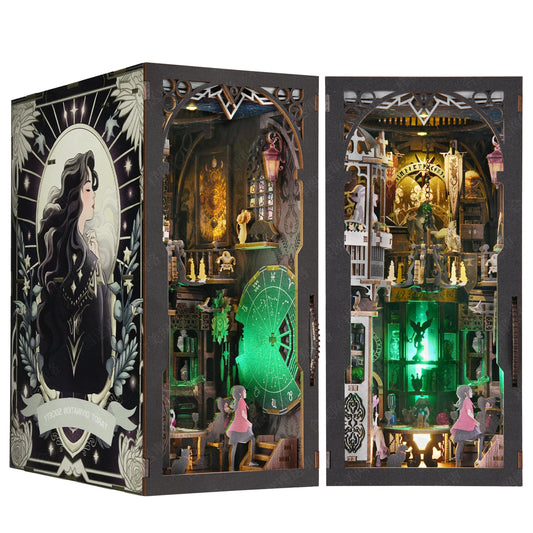 Book Nook Kit Magic House DIY Wooden Puzzle Bookshelf Insert Decor Dollhouse Model Bookend Building Home Decoration Gifts