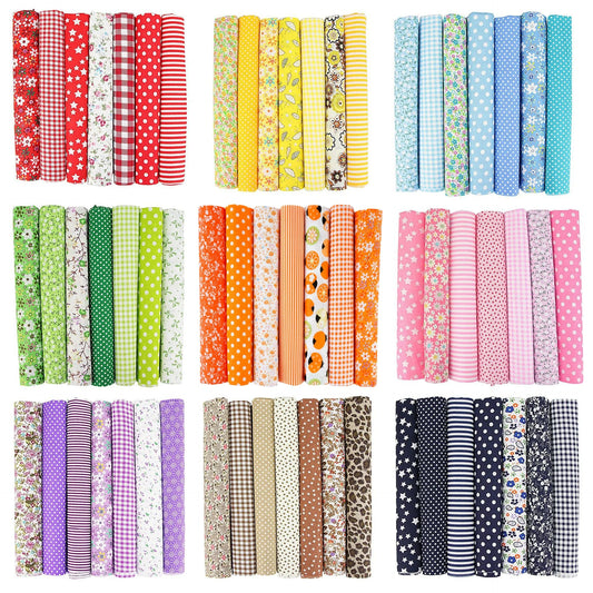 7Pcs 20" x 20" Cotton Fabric DIY Making Supplies Quilting Patchwork Fabric Fat Quarter Bundles DIY for Quilting Patchwork Cushio