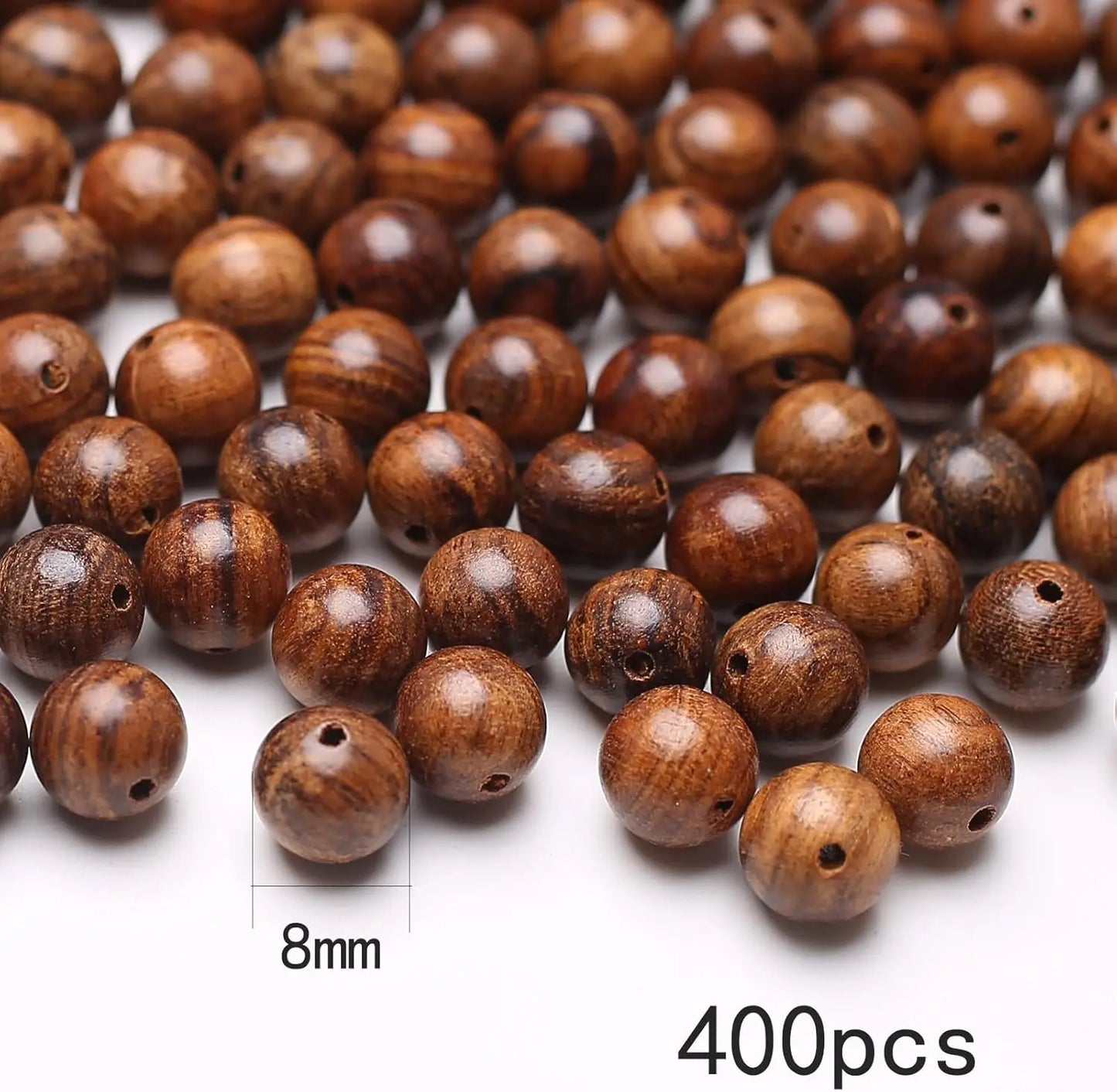 Roosewood Round Beads Coconut Brown Natural Wood Round Beads Handmade Polished Spacer Mala Pray Beads for DIY Jewellery Making (