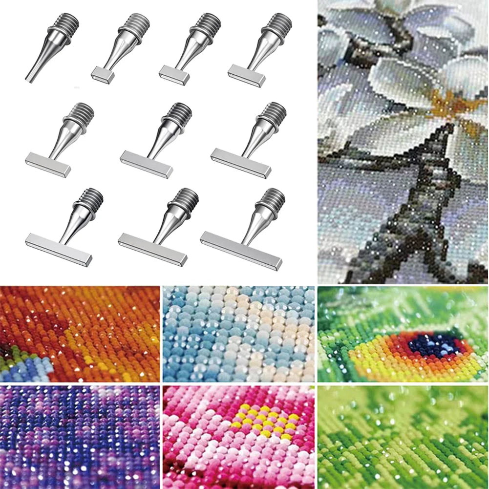 Resin Diamond Painting Pen Tip Multifunctional Stainless Steel Threaded Tip Stainless Steel Point Drill Pens Head for DIY Crafts