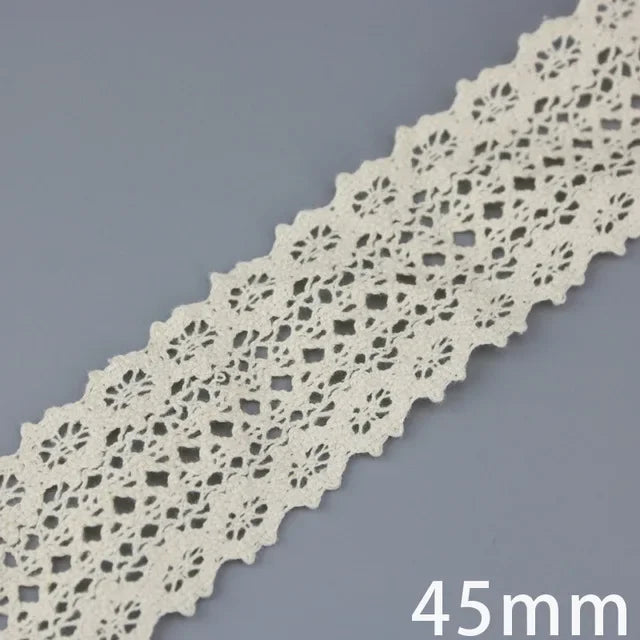 Cotton Lace Ribbon Beige DIY Handmade Wedding Party Craft Gift Packing Patchwork Crocheted Lace (5 meters/lot)