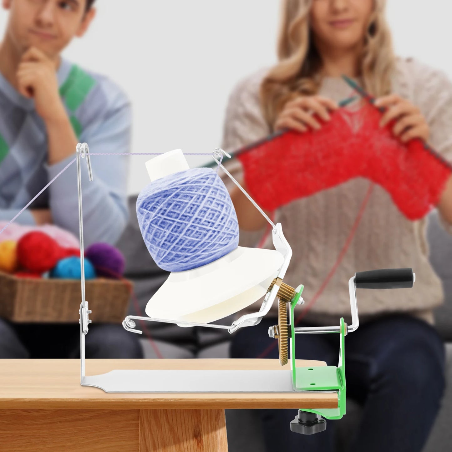 Wool Ball Winder Yarn Winder Machine with Dual-Rod Rocker Electric Yarn Ball Winder Yarn Dispenser 500g for Knitters Crocheters